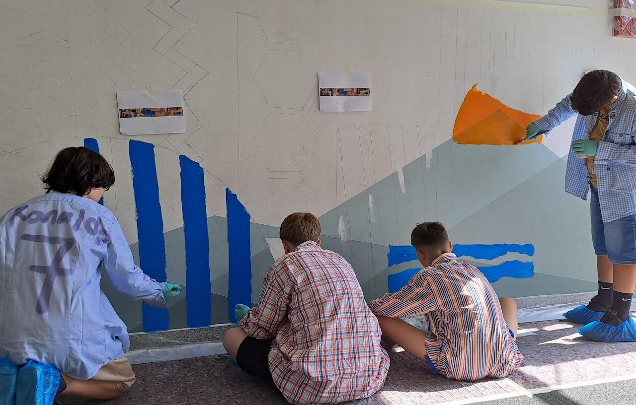 Wiener Bildungschancen Workshop Impression, Mural gestalten, Foto: Zeichenfabrik